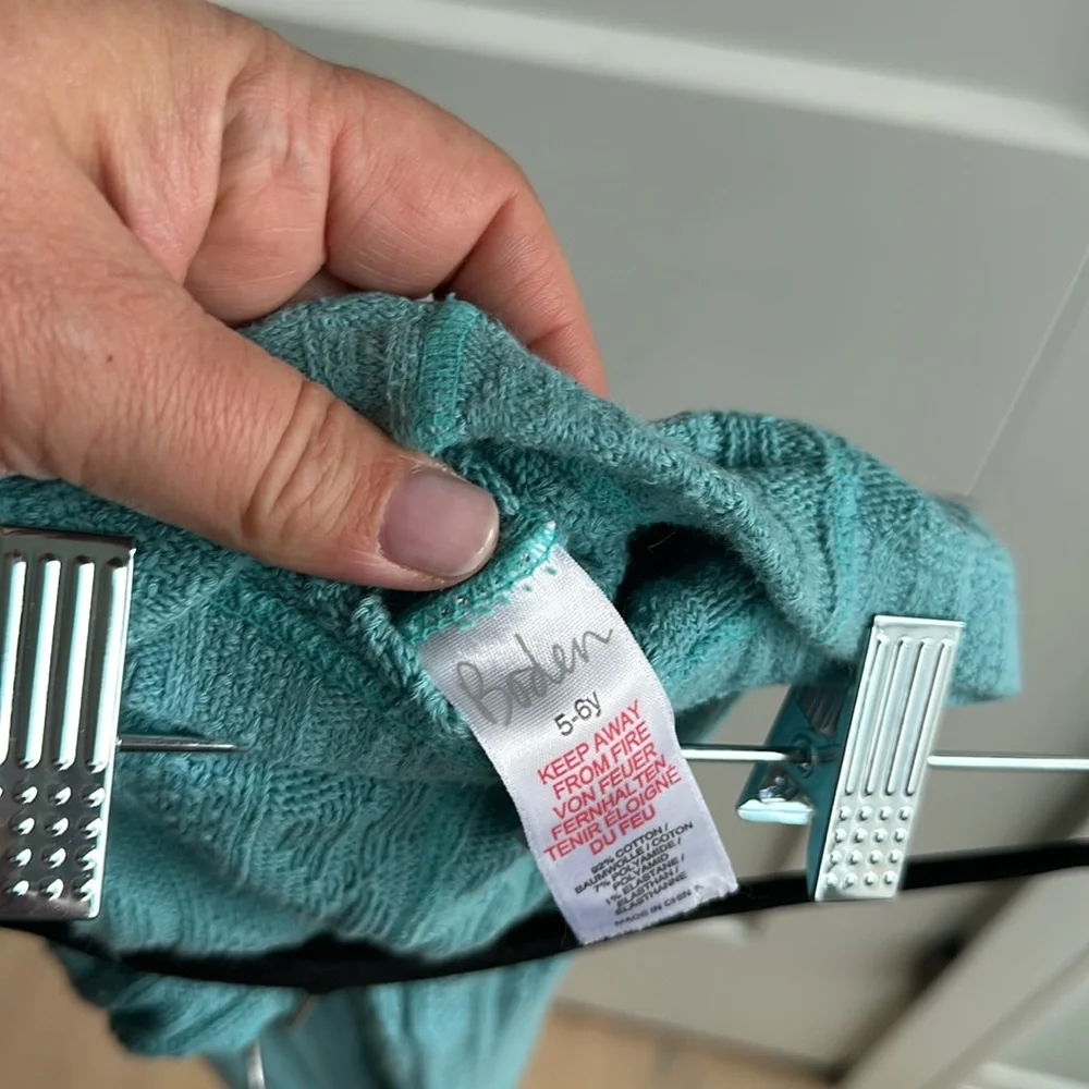 Mini Boden size 5-6 teal sweater warm leggings - Picture 3 of 5